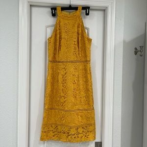 Antonio Melani yellow gold lace dress size 4